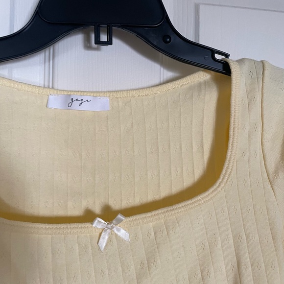 Yellow Knit Crop Top Cotton Coquette - Picture 3 of 4